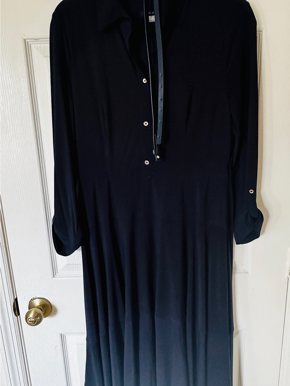 Tommy Hilfiger Navy Blue Button-Up Dress with Tie Detail